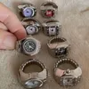 Cluster anéis retro punk liga dedo relógio anel para mulheres homens casal relógios digitais elástico elástico banda jóias relógio