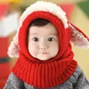 Bébé hiver crochet chaud chapeaux enfants à la main tricoté laine fil casquettes mignon chien forme oreille plus chaud écharpe chapeau bébé châle enfants chapeaux de fête Q833