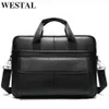 Westal Men's Briefcases Bagメンズの本物の革のオフィスバッグ