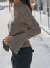 Maglioni da donna Chic maglione asimmetrico lavorato a maglia con bottoni per donna Casual girocollo manica lunga pullover femminile elegante alta streetwear maglioni 231214