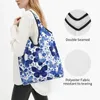 Shopping Bags Reusable Blue Butterflies Grocery Bag Foldable Machine Washable Large Eco Storage Lightweight