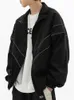 Men's Jackets Mens Reflective Striped Jacket Zipper Up Varsity Jackets Hip Hop Street Thin Coat Sports Black Loose Windbreaker Spring Autumn 231213