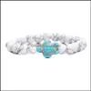 Bracelets de charme Style d'été perles de tortue de mer Bracelets classique 8Mm Turquoise pierre naturelle élastique Bracelet d'amitié plage pour Wome Dhj15