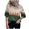 Damskie dzianiny tee damskie moda swobodna vintage Diamond Check Colorblock Long Rleeve Sweter Women's Sweter Trend Pulls Chauds 231213
