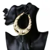 Boucles d'oreilles en bambou pour femmes, grand cercle en métal doré, bijoux à la mode Hip Hop exagéré, 273z