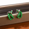 Dingle örhängen 2023 Europa berömd design stickad grön kohud oregelbundet varumärke örhänge kvinnor lyx smycken trend mode enkel ins present flicka
