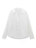 Dames Blouses Shirts Voor Vrouwen 2023 V-hals Met Kraag Button Up Cutwork Borduren Shirt Lange Mouw Casual Wit Dames tops