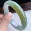 Natürliches Myanmar Smaragd Eis Wachsartige Arten Holz Gelb Jadeit Grün Rundes Jade Armband für Frauen