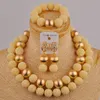 Necklace Earrings Set Fashion African Jewelry Orange Simulated Pearl Wedding Beads Bridal