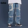 Мужские джинсы Kakan в европейском и американском стиле с широкими штанинами для мужчин, в уличном тренде, свободные, с растрепанной кошачьей бородой, 27, 64, 231214