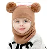 Basker 2-7 snöhattar barn öronflap beanie småbarn vinter hatt fleece fodrad randen öronflikar