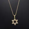 Bijoux Hip Hop Fashion pour hommes Crystal Iced Out Star of David Symbol Pendant Full Diamond Star Collar Collier Ornement