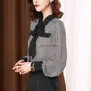 Women's Blouses Shirts New Frenulum Bow Tie Houndstooth Office Lady Career Shirt Chiffon Summer Women Oversized Loose L-6XL All-match Fashion Blouse YQ231214