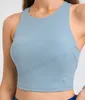 Lu Camisetas sin mangas de yoga para mujer Cuello alto Espalda en Y Sujetador deportivo con espalda cruzada Tops cortos de entrenamiento acolchados con sujetador incorporado A-07