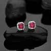 Stud Wong Rain 925 Sterling Silver Asscher Cut Ruby Wedding Simple Earrings Utsökta smycken gåvor 231213