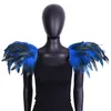 Lenços 2 pcs penas ombro dragonas xale preto para mulheres moda acessórios de roupas halloween cosplay encolhe