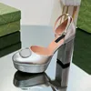 décolleté con plateau da donna Scarpe con tacco doppio con tacco alto incrostato di cristalli Scarpe eleganti con tacco grosso 12 cm Punta tonda in pelle verniciata blocco grosso Scarpe firmate alla caviglia