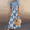 Casual Dresses Short Sleeve Long Multi-Button Distressed Dress Y2K Denim Style Maxi Women Pockets Shirt