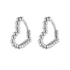 Boucles d'oreilles créoles simples couleur argent, perle ronde en forme de cœur, boucle d'oreille circulaire, mode, petits bijoux polyvalents pour femmes