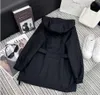 Spring autumn women's casual designer jacket windbreaker contrast with belt men's fashion double layer hooded slim fit coats outwear