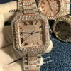 Orologi da uomo Top 2023 Nuovo stile Vvs Moissanite Orologio quadrato Iced Out Qualità Oro rosa Tono argento Quadrante di prova cassa