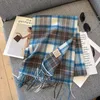 Sjaals 100% wollen sjaal voor dames heren Britse stijl tartan geruite kasjmier sjaals met kwastje Vrouwelijke winter warme halsdoek 231214