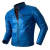 Giacca da motociclista in pelle finta blu da uomo Plus Size 5XL Pelle bovina naturale Autunno Slim Fit Cappotti corti da motociclista genuini 231214