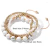 Ensemble de bracelets en pierre naturelle, 4 pièces, couleur or, perle d'espacement, corde tressée multicouche, bijoux de Yoga, cadeau pour femmes et hommes