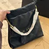 22 vuilniszak mode dames schoudertas 35cm leer lamswol dubbel stuk gouden hardware metalen gesp luxe draagtas munt gematelasseerde ketting crossbody tassen portemonnee