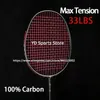 Badmintonsnaar Ultralight 4U Schokabsorptie 100 Carbon Fiber Rackets Bespannen Zakken Hoge Spanning 33LBS Professioneel Aanvalsracket 231213