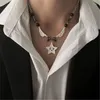 Pendentif Colliers 652F Smile Star Collier pour hommes Femmes Hip-Hop Collier en métal Chaîne Perlée Punk Clavicule Bijoux Valentine