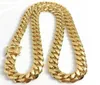 18K Gold Plated Stainess steel 10mm 12mm 14mm Polished Miami Cuban Link Necklace Men Punk Curb Chain Double Safety Clasp 18inch309945358