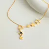 Chains Shiny Gold Color Star Pendant Necklace For Women Choker Chain Fashion Hollow Stainless Steel Jewelry Gift