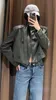 TRAF Dames Gewaxte Crop Trenchcoat Hoge Kraag Metalen Gesp Jas 2023 Herfst Lange Mouw StreetWear Vrouwelijke Bovenkleding 231213