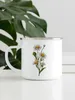 Canecas Flor Caneca Simples Boreal Europa Estilo Livro de Estudo Café Esmalte 11oz Presente de Aniversário de Amigo de Menina