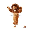 Costumes de mascotte 2024 Costume de lion amical Taille Adt Animal sauvage Mâle Roi Carnaval Fête Mascotte Fit Costume Drop Livraison Vêtements Cosp Dhd3J