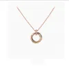 Trinity 3 couleurs Colliers alliage blanc usine designer bijoux diamant personnalisé or rose platine or bague tricolore