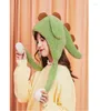 Beanies Dames Winter Bomber Cap y Pluche Hoodie Scarf Hat met bewegende springoren vrouwelijke grappige cartoon Dinosaur Warm Earflap2540925