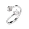 Elegant Classic Style Pearl Ring Mountings 925 Sterling Silver Set Prongs Round Cut Clear White Zircon 5 Pieces279i