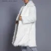Futro męskie sztuczne futro jesienna nowa męska faux futra kwadratowa kurtka kołnierzowa zima gruba ciepła wiatraka długie płaszcze Overwear długie rękawowe wierzchnia marki Q231212