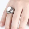 Trouwringen Groothandel Retro Sieraden turquoise Steen Voor Mannen Staal Ingelegd Drie Kleuren Onyx Ring Dominant Opaal 231213