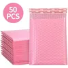 50 peças envelope de embalagem rosa bolha mailers envelopes acolchoados forrados poli mailer auto selo saco utilizável 13x18cm289b