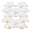 12 Pack Handhöll fans Fest Favor White Paper Fan Bamboo Folding Fans handhållna vikta för Church Wedding Gift217e