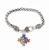 Fashion Women Bracelets Bangles Alloy Enamel Autism Awareness Piece Autistic charm bracelet Girl Jewelry 138445542