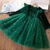 Robes de filles Fille robe de Noël fille enfants automne manches longues paillettes tulle photo princesse mariage fête d'anniversaire vêtements 231214