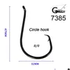 Fishing Hooks 50 pièces 8/0 acier inoxydable à haute teneur en carbone aiguisé chimiquement cercle de poulpe crochets de pêche en océan 7385 hameçon goutte livrer Dhtud