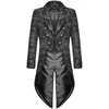 Men's Jackets Men Vintage Gothic Steampunk Jacket Long Sleeved Tailcoat Medieval Cosplay Costume Brocade Single Breasted Male Trench Coat