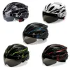 Caschi da ciclismo Casco da bicicletta Traspirante Uomo Donna Occhiali rimovibili Lenti MTB Bici da strada con luce LED 231213