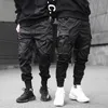 Herrbyxor Prowow Men Ribbons Streetwear Cargo Pants Autumn Hip Hop Joggers Pants Overalls Black Fashions baggy fickor byxor 231213