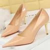 Scarpe eleganti 2023 Moda Donna Sexy Stiletto 10 cm Tacchi alti sottili Décolleté 34-43 Plus Size Matrimonio Office Lady Pelle verniciata Party